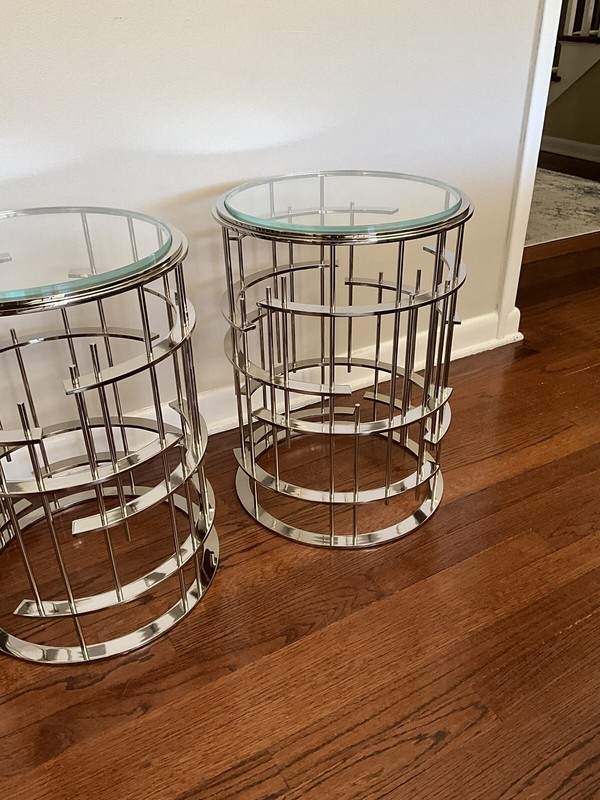 Thomas Pheasant For Baker Furniture Tic Tac Side Drink Table Nickel Set gallery
