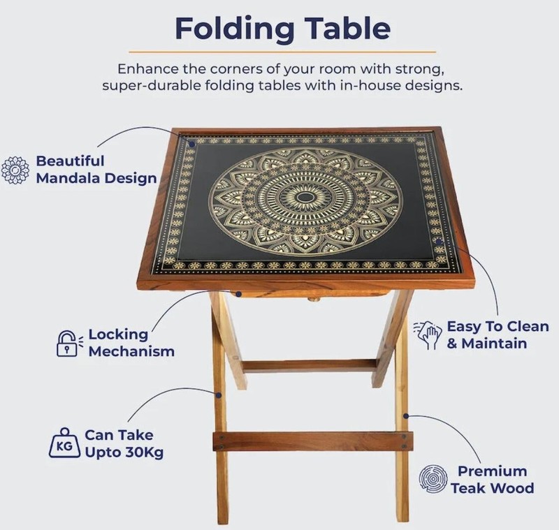 Wooden Folding Side Table, Playing Table, Coffee Table For Home Decor gallery