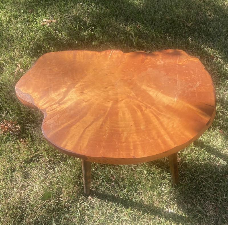Roy Sheldon Yellow Birch Burl Coffee / End Table ca.1968 * Signed gallery