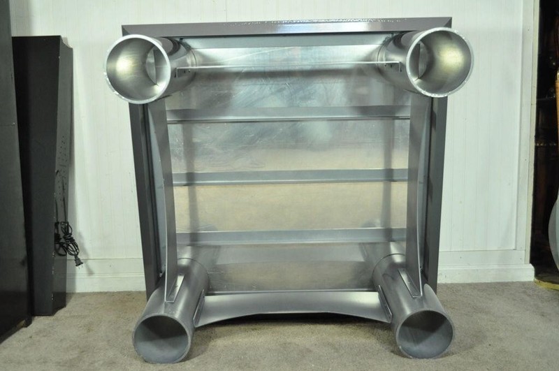Custom Industrial Modern Large Aluminum Gun Metal 40" Square Coffee Table gallery