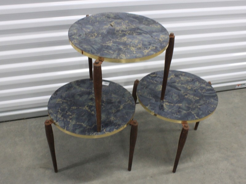 MCM Nesting Stacking Tables Faux Marble Spider Leg Set of Three gallery