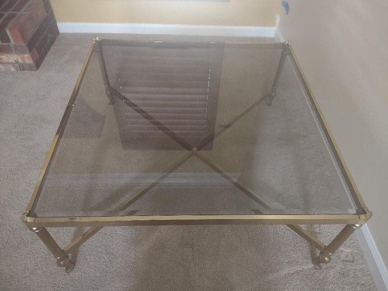 Vintage brass and glass coffee table gallery