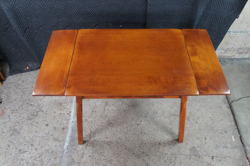 Mid Century Heywood Wakefield Maple Draw Leaf Extendable Dining Table MCM gallery