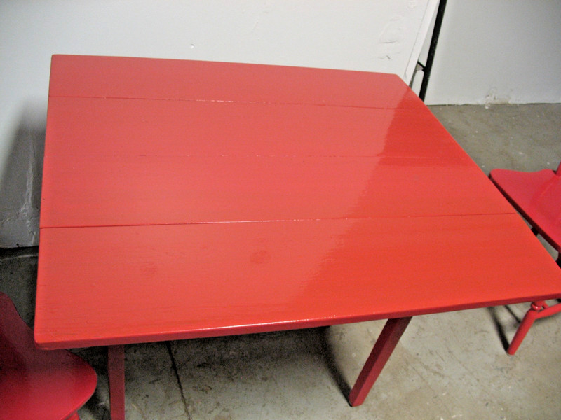 PRIMITIVE FARMHOUSE DROP LEAF KITCHEN TABLE & CHAIRS PAINTED ALKYD FINISH gallery
