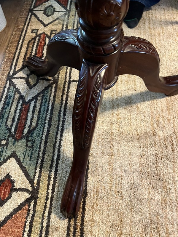 Vintage Federal Style Pie Crust Edge Carved Tilt Flip Top Tea Table gallery