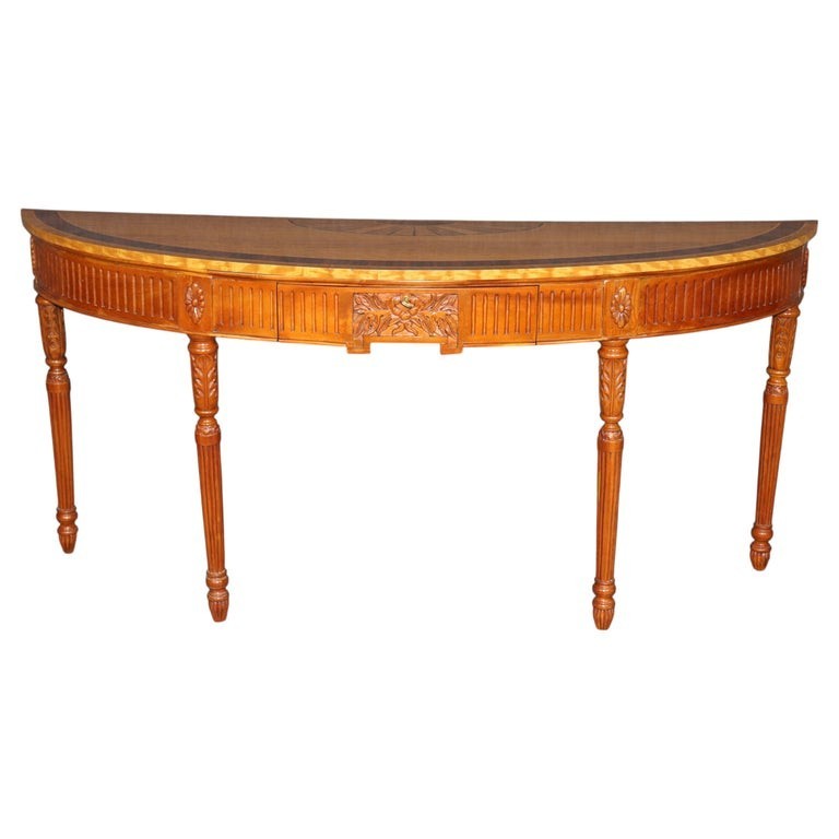 Adams Style Satinwood Demilune Console Table Maitland Smith Quality