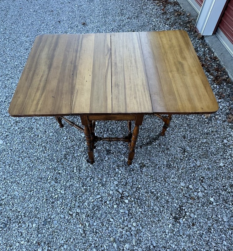Vintage Spindle Gateleg Table W/ Drop Side & Hidden Butterfly Center Leaf gallery