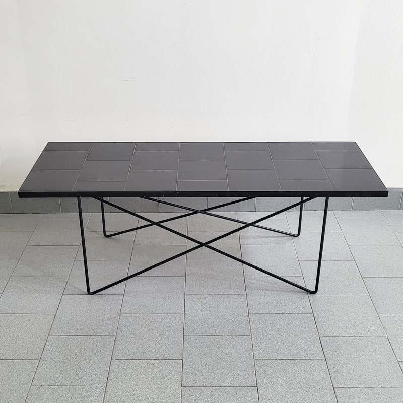 Vintage Coffee Table 1950 In Ceramic & Black Steel 50S Rockabilly 1950S