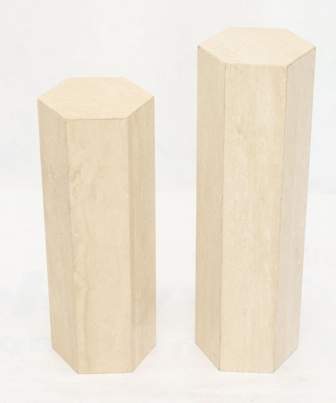 Mid-Century Modern Travertine Marble Tall Tower Shape Table Pedestal gallery
