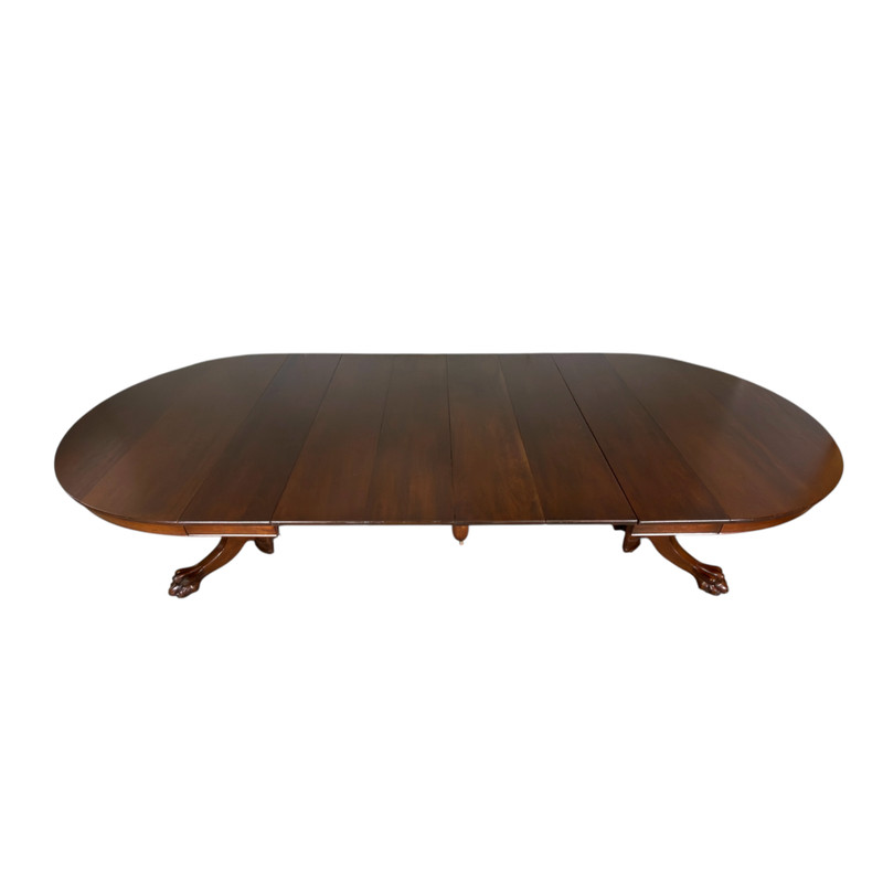 Antique Mahogany Claw Foot Banquet Dining Table – 6 Leaves #22559 gallery