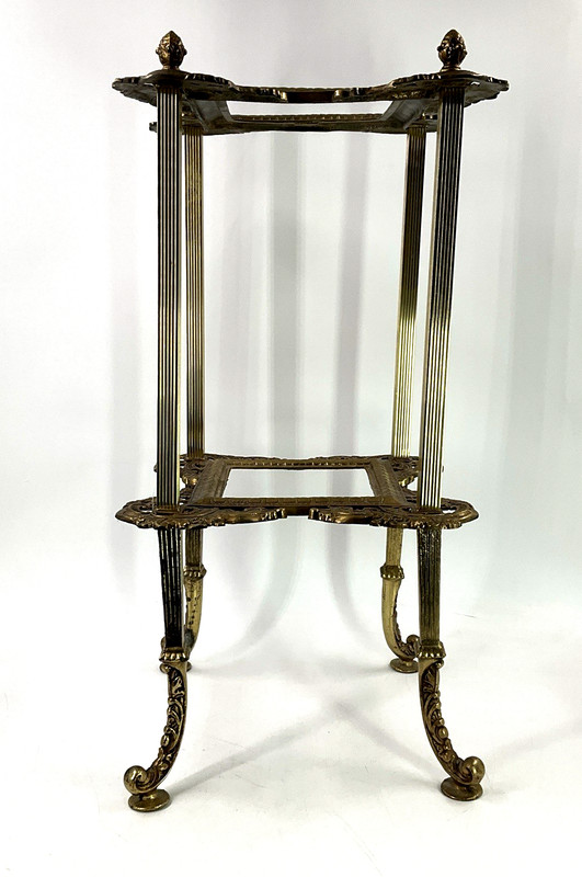 Vintage Brass Neoclassical Accent Table Hollywood Regency Ornate 26” Tall x 13″
