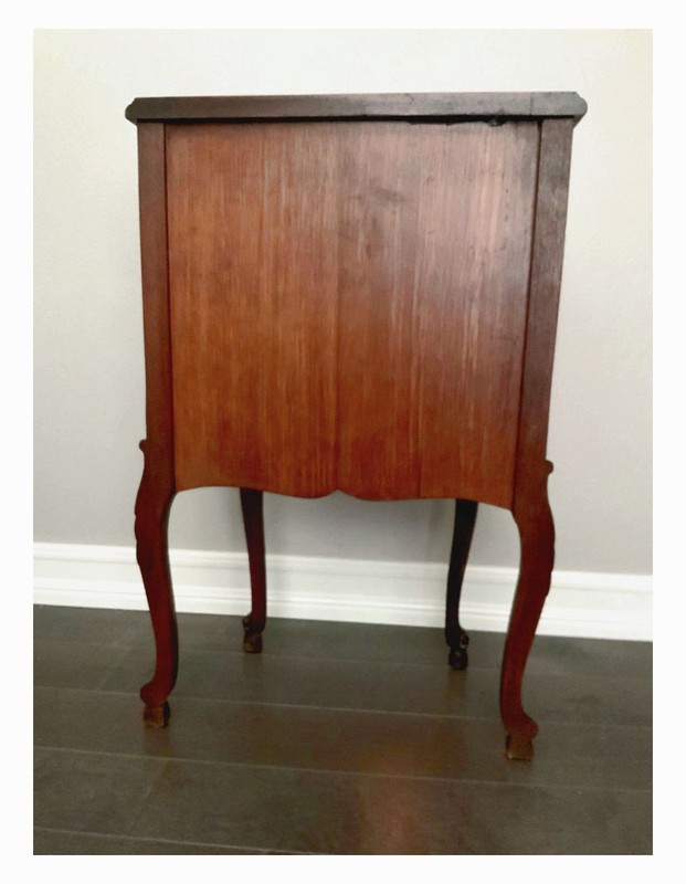 Antique Louis XV End Table 3 Drawers, Solid Walnut, Italian Black Gold Marble! gallery