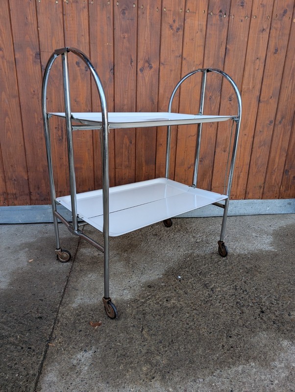 Dinett Serving Cart Tea Cart Table Side Table White Chrome 70s Space Age gallery