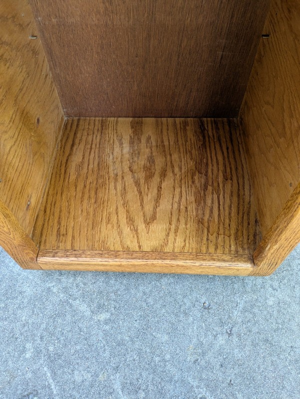 Vintage Rustic Country Oak Wood Rolling Nightstand End Table Shelf 1-Drawer N56 gallery