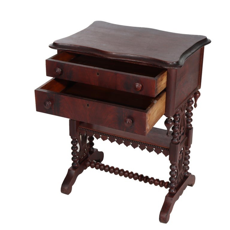 Renaissance Revival Mahogany Work Stand With Lyre Form Trestle Base C1890 gallery