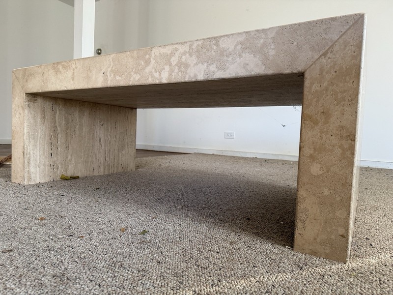 Waterfall Travertine Coffee Table by Michael Taylor, u.s.a. Circa 1980’s gallery