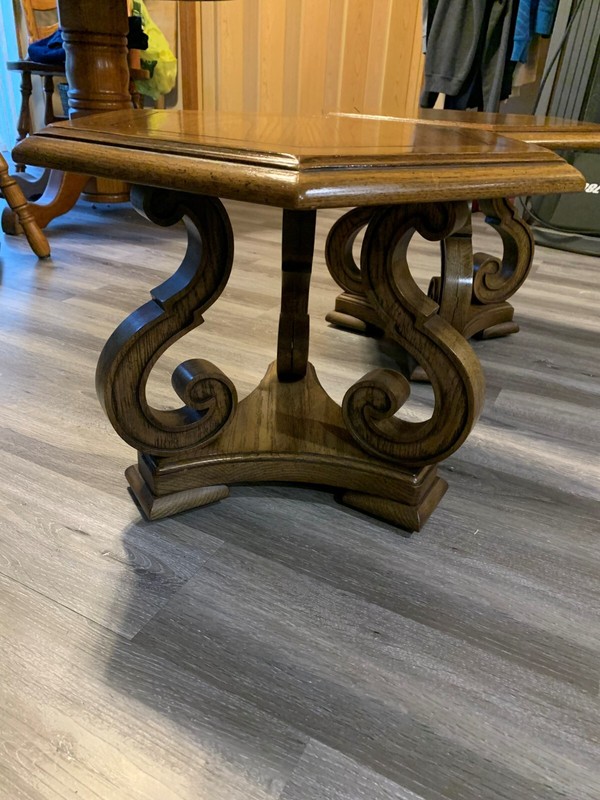 Vintage 1960s Columbia Manufacturing Co. Neoclassical Style Hexagon End Tables  gallery