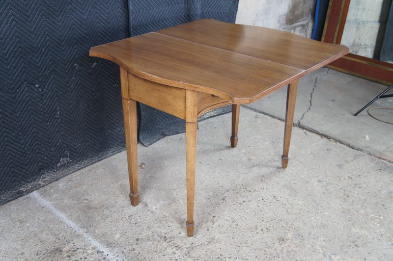 Antique American Sheraton Painted Grain Serpentine Flip Top Console Game Table gallery