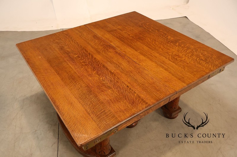 Antique Victorian Oak Expandable Dining Table gallery
