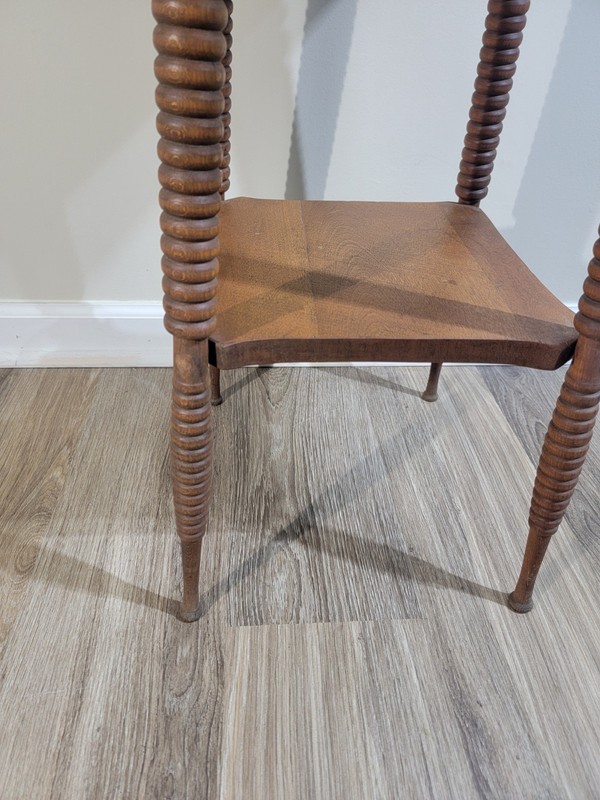 Antique Victorian-Style Two-Tier Parlor Table W/ Bobbin Turned Spindle Legs gallery