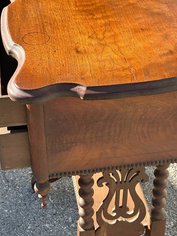 Antique empire Victorian Sewing Table Stand Night End Carved Ornate 1870 gallery