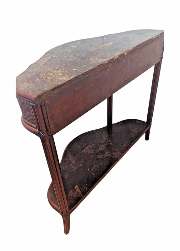 Vintage Brithis Colonial Style Table Half Moon Made of Coconut and Bamboo gallery