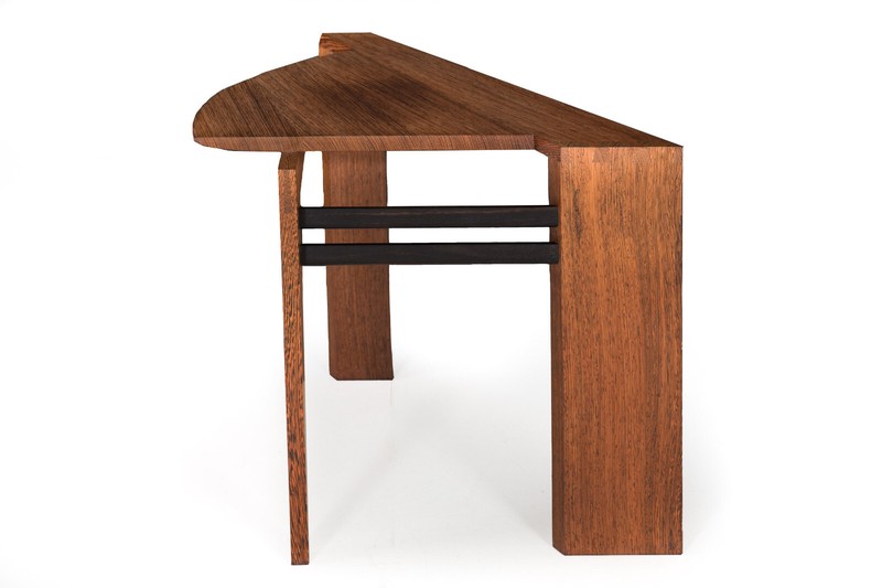 Circa 1987 Post-Modern Ebony Hardwood Accent Table w/ Dovetailed Corners gallery