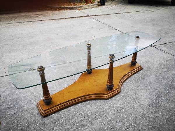 Hollywood Regency Glass Top / Serpent Legs COFFEE TABLE & END TABLE matched set gallery