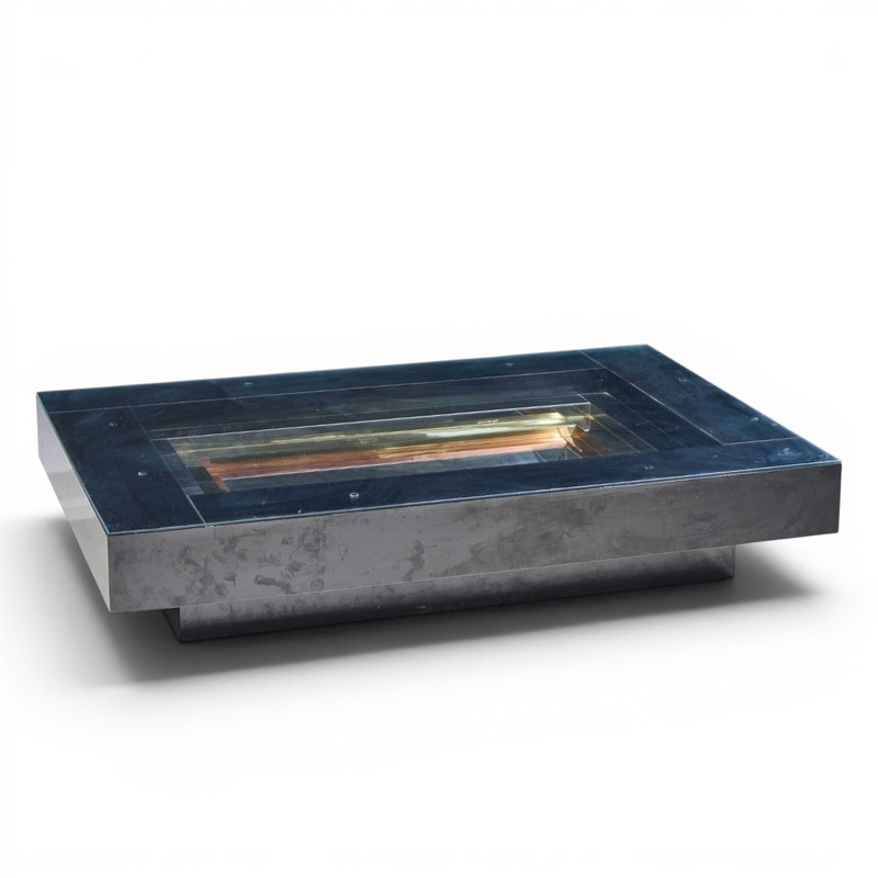 Alain Delon for Maison Jansen Mid Century Brass, Chrome, Lacquered Coffee Table
