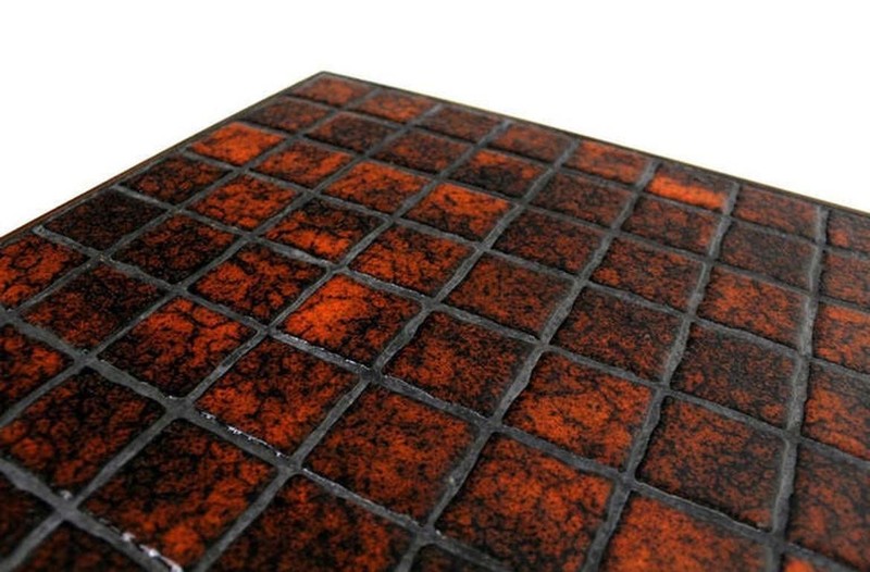 Danish Modern Chrome Base Tile Mosaic Rosewood Top Square Coffee Side Table MINT gallery
