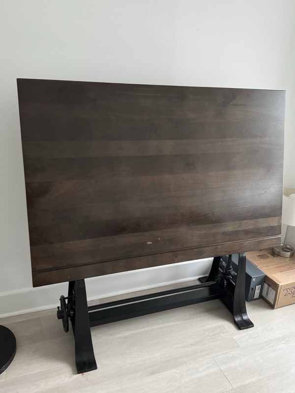 Industrial Adjustable DRAFTING Table Solid Wood & Cast Iron Base NYC Pickup Only gallery