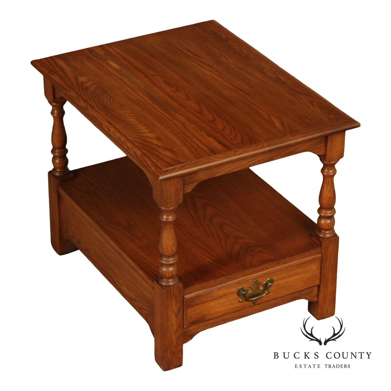 Pennsylvania House Solid Oak Two Tier End Table With Drawer