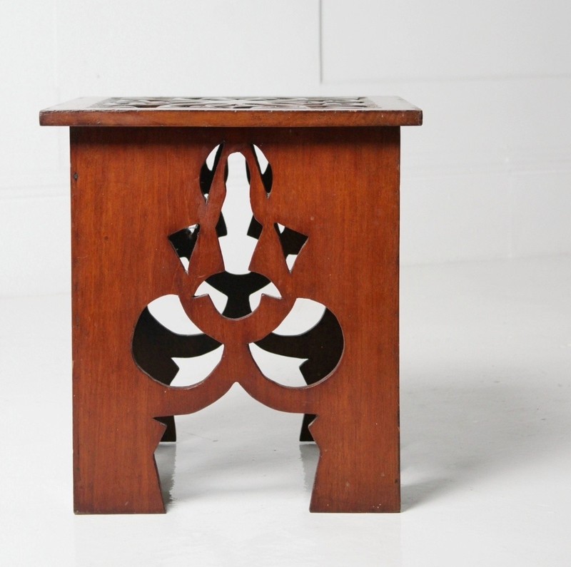 Antique Arts and Crafts Side Table Carved Mahogany gallery