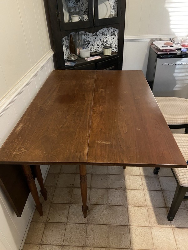 Antique Drop Leaf Dining Table with Swing Leg Wooden Hinge And Pegs