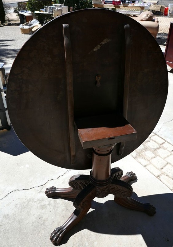 Antique Tilt Top Card Game Dinette Table Carved Ball & Claw Feet