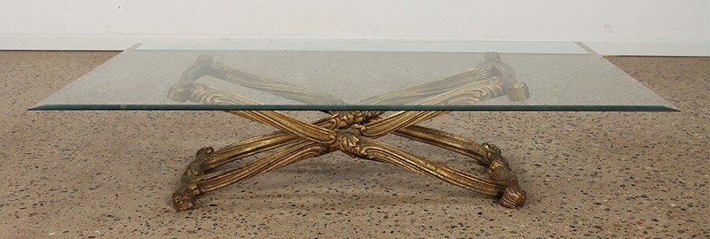 Vintage Italian X-Form Glass Top Coffee Table