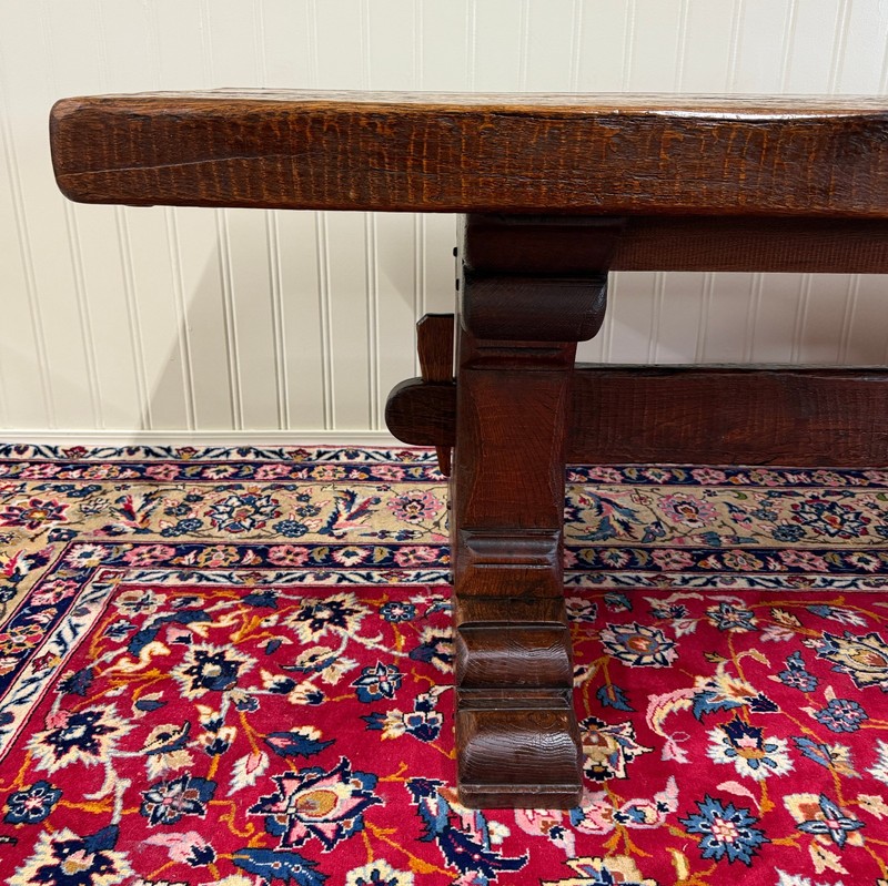 Antique French Dining Farmhouse Refectory Monastery Table Trestle Base Mid 19thC gallery