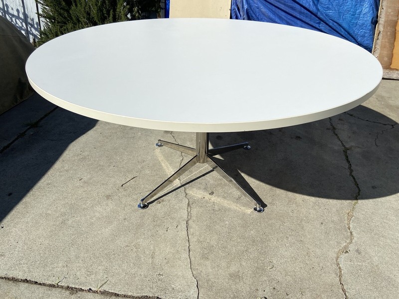 Florence Knoll Mid Century Modern Style Chrome Dining Conference Table gallery