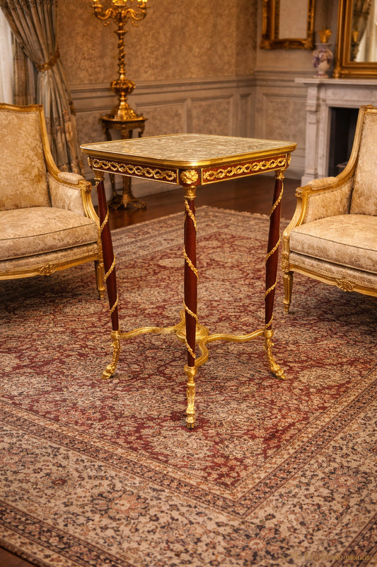 Tables Louis XVI Pair (2 pcs) Mahogany Marble Top Bronze Mounted French Elegance gallery