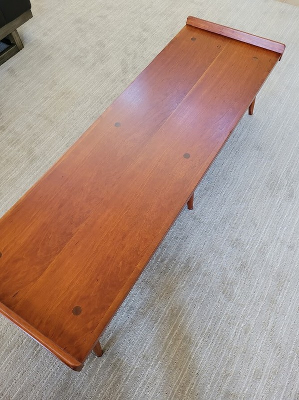 1957 Solid Cherry Willett Transistional mid-century coffee table. Flawless. gallery