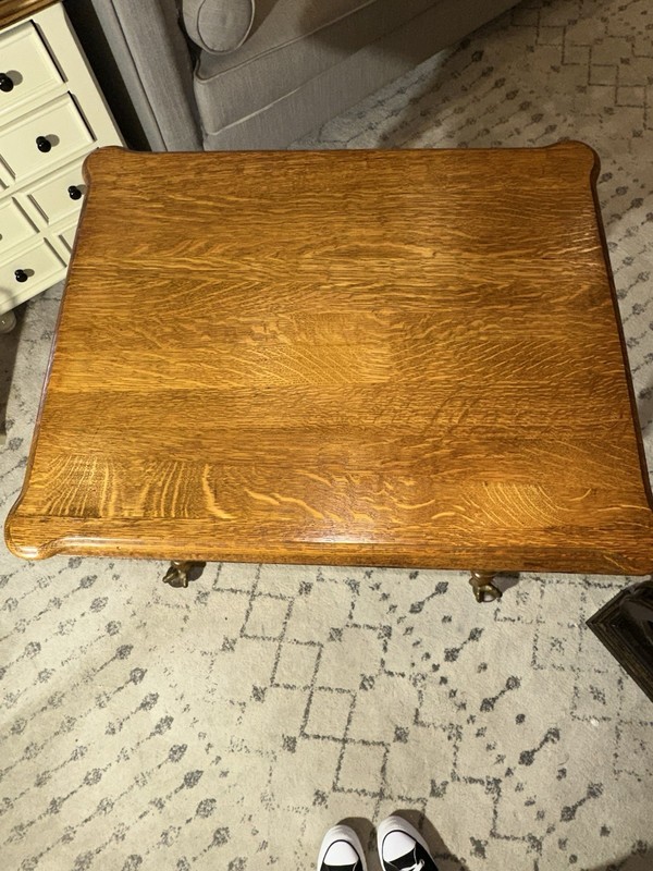 Antique Circa Victorian Oak Side Table w/ Glass Ball & Claw Feet 1890-1900 gallery