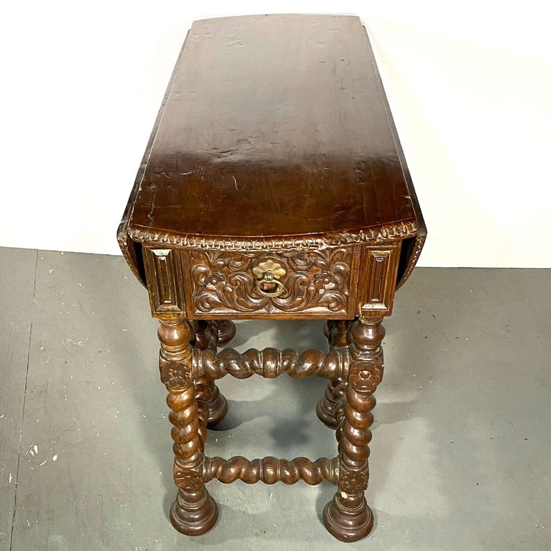 Early Antique Indo-Portuguese Teak Gate-Leg Drop-Leaf Table 17th Century gallery