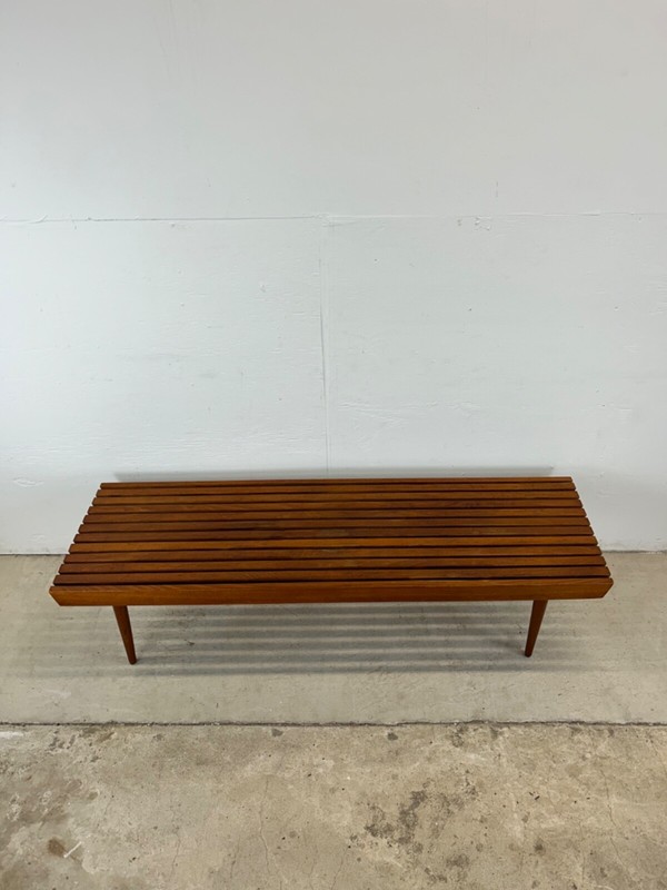 Mid Century Modern Walnut Slat Bench Coffee Table gallery
