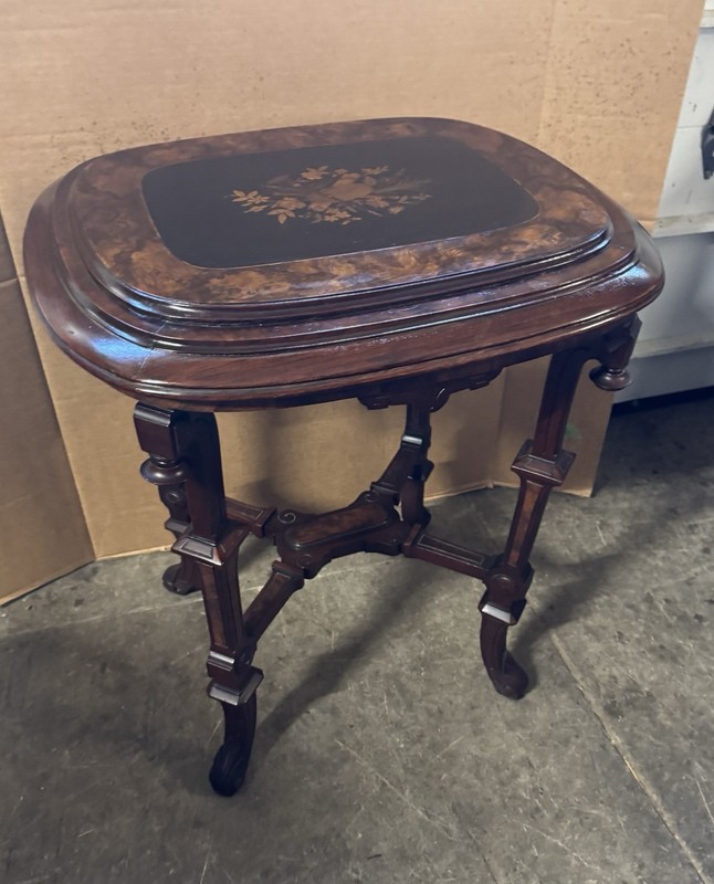 RENAISSANCE RARE INLAID WALNUT AND BURL TABLE