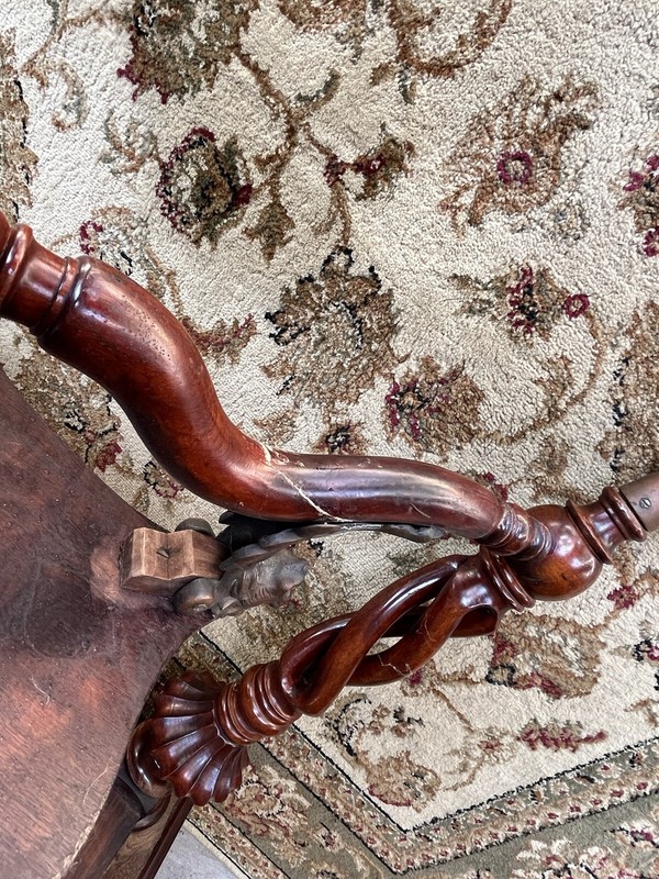 MERKLEN LIBRARY TABLE, 1890s, GREMLINS, DRAGON, BALL AND CLAW FOOT, ANTIQUE gallery