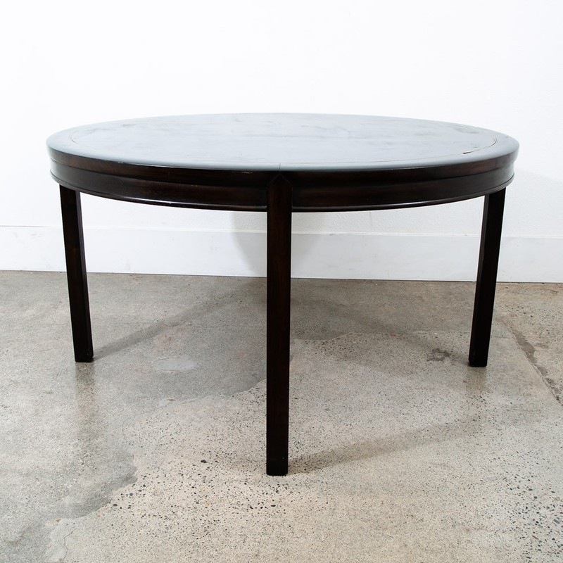 Mid Century Modern Dining Table Card Walnut Round Custom Vintage Brass Gold Mcm gallery