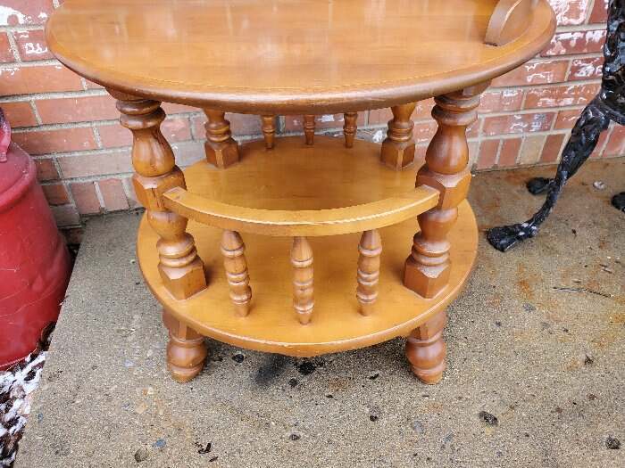 Vintage Round End Table 2 Tier Solid Hard Rock Maple gallery