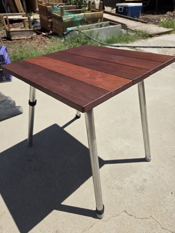 Vintage Mid-century Modern Slatted Side Table 1960’s Atomic Style Tri-Tone Wood