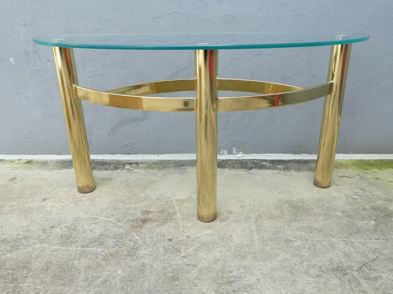 DIMINUTIVE 1970'S PACE BRASS CONSOLE TABLE gallery