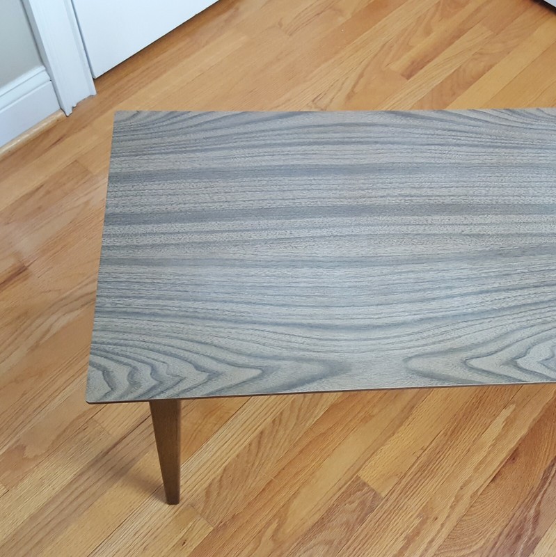 Vintage MCM Coffee Table Walnut Base/Legs Laminate Top Great Surfboard Design! gallery